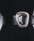 Bold Oval Metallic Buckle Wide Belt